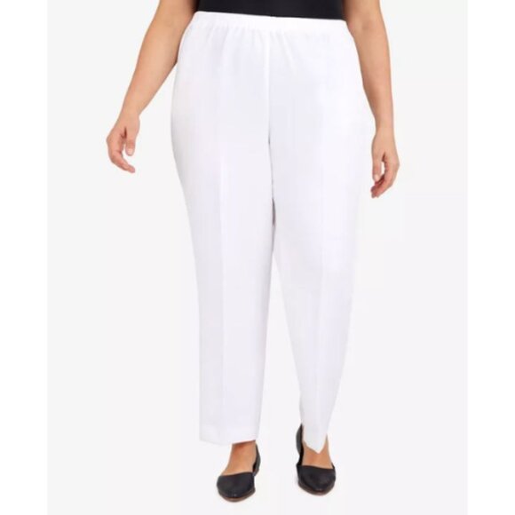 Alfred Dunner Classic Pull-On Straight-Leg Short Length Pants White Size 18W NWT - Picture 1 of 5
